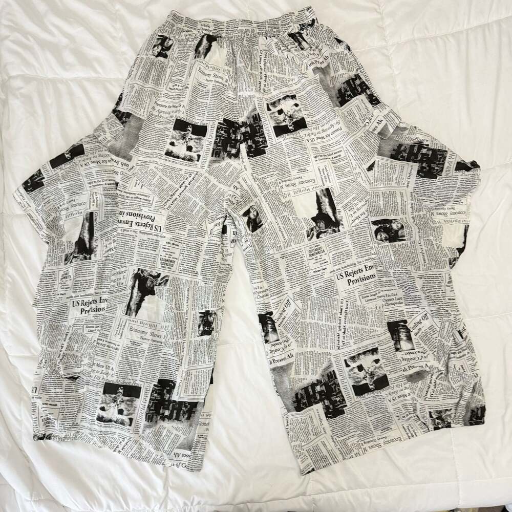 Dare 2B Stylish Newspaper Print Wide Leg Palazzo Pants L/XL